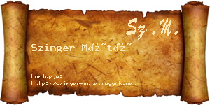 Szinger Máté névjegykártya